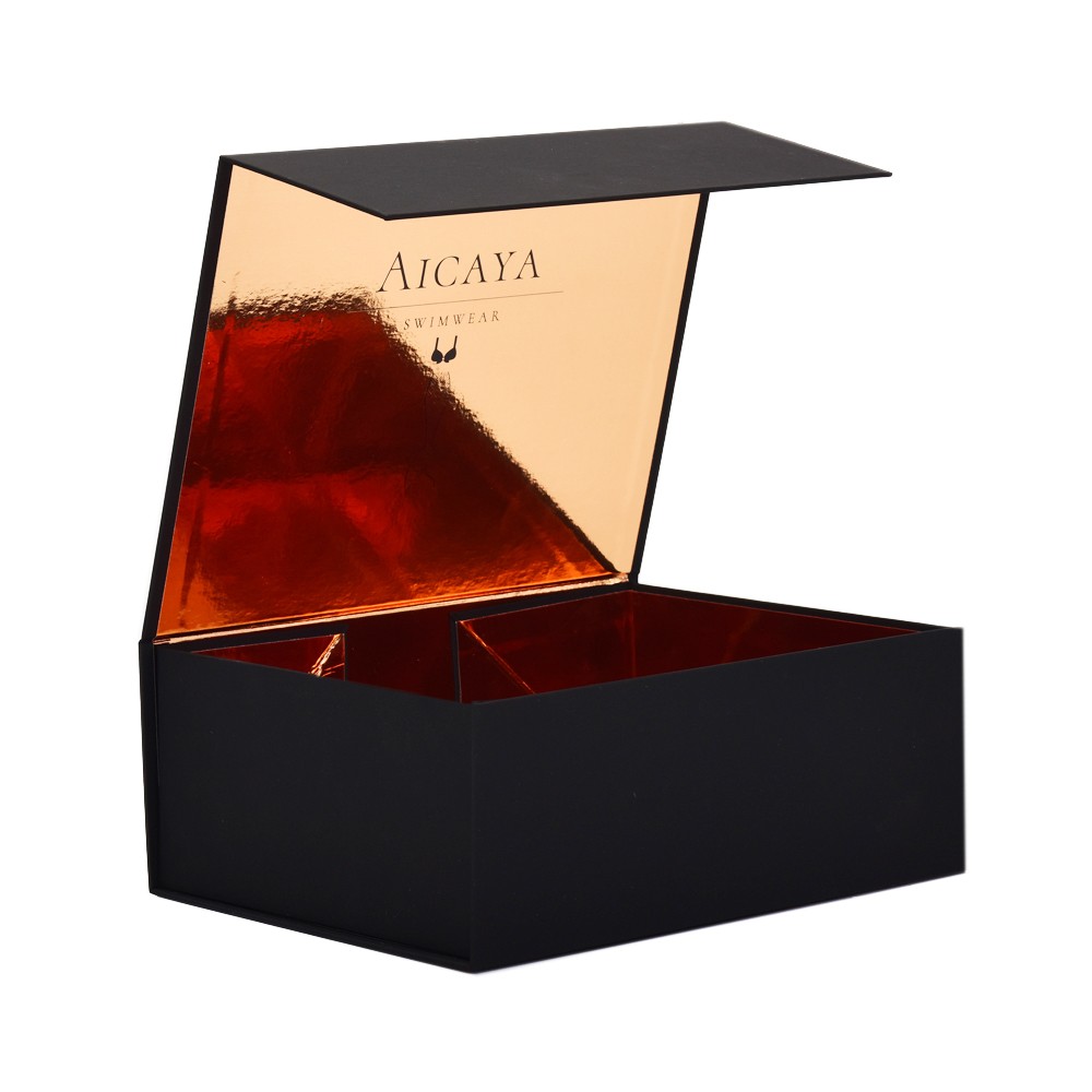 Personalized black rose gold color custom packaging presentation box