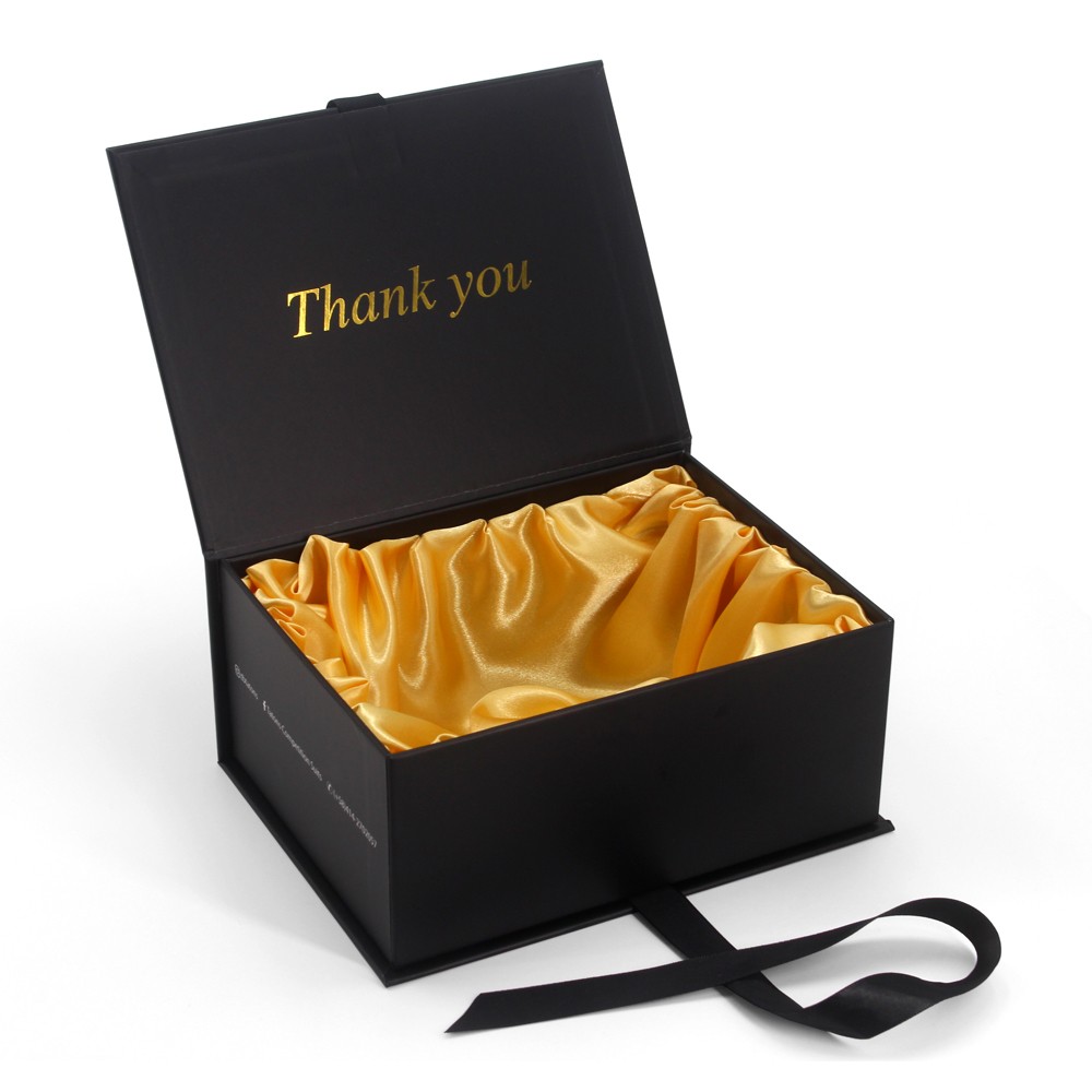 Black gift box with satin