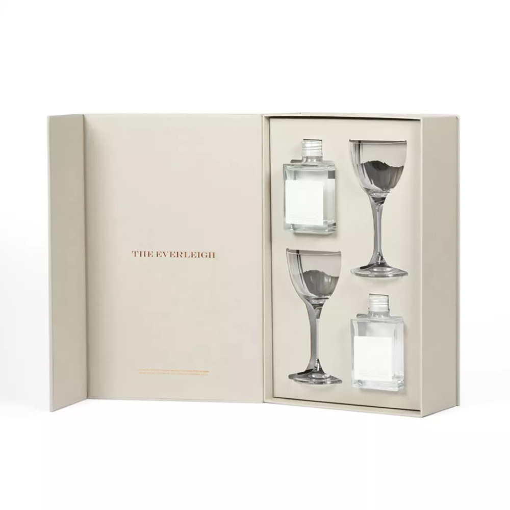 Packaging box for wine and glasses