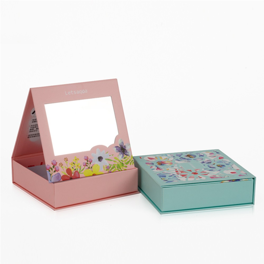 Cosmetic packaging box with mirror