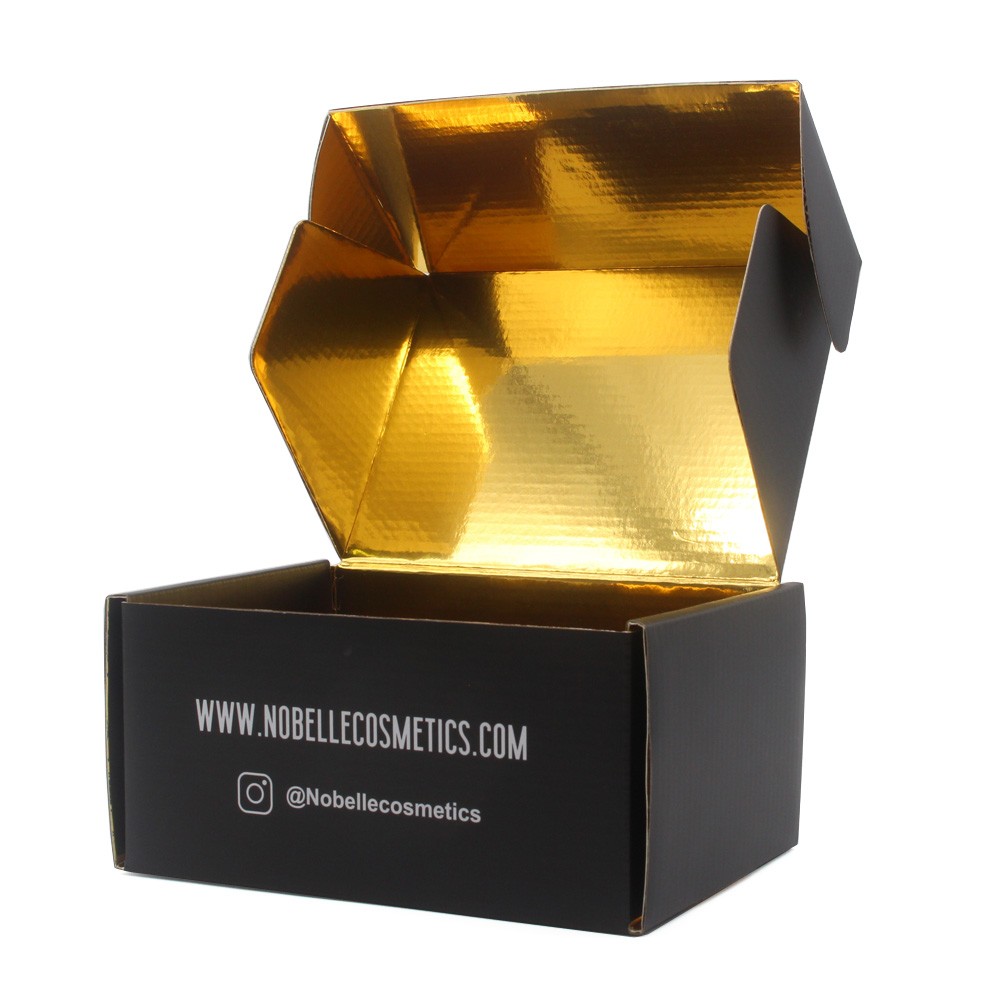 Black mailer box with gold stamping