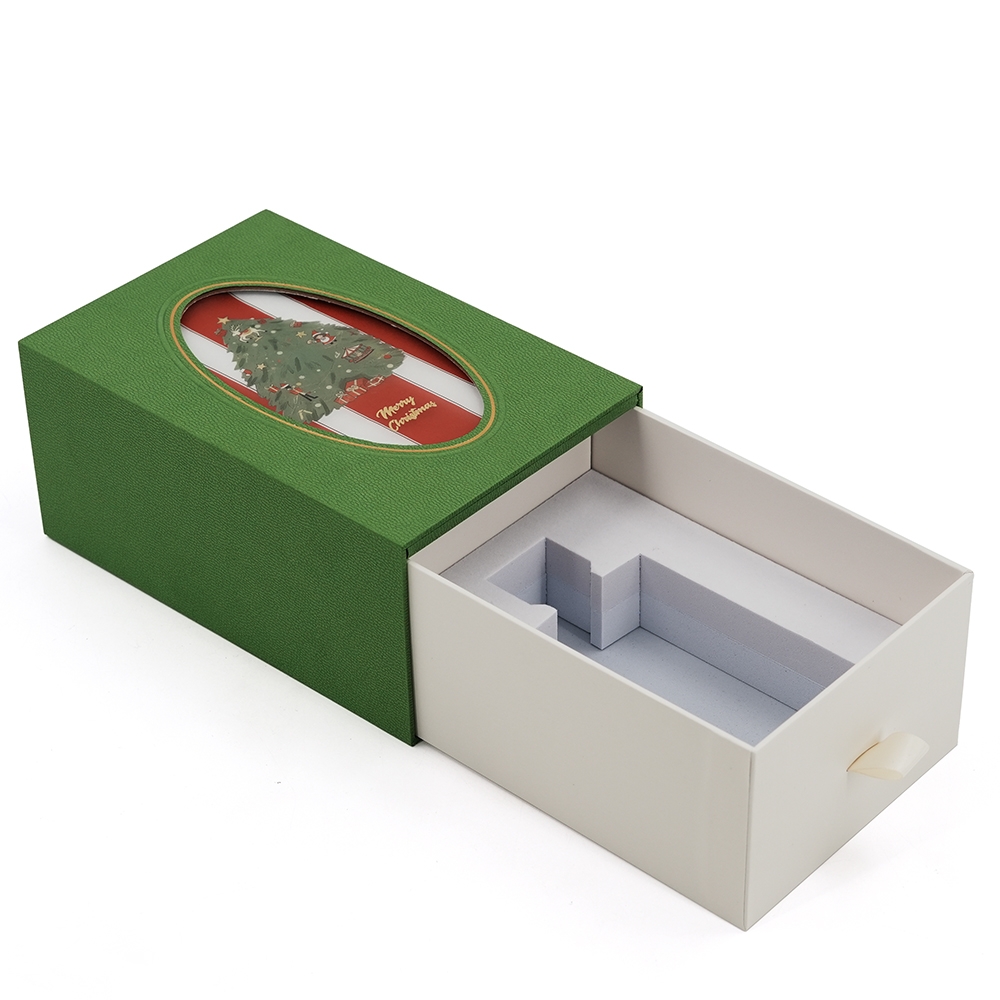 Caja de regalo de perfume navideño con cajón deslizante creativo con gráficos transformados