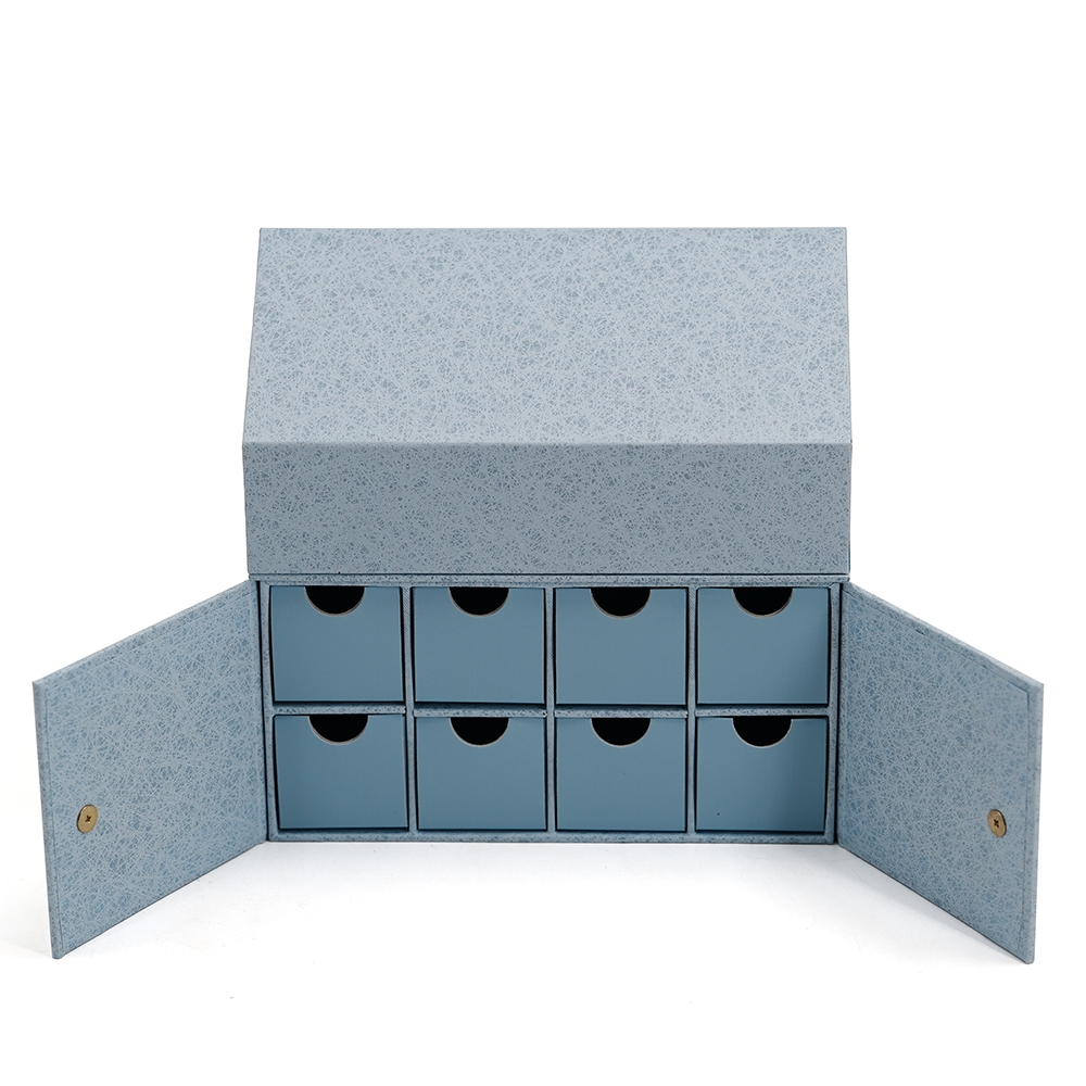 Caja de regalo vacía personalizada con forma de casa con calendario de adviento de belleza