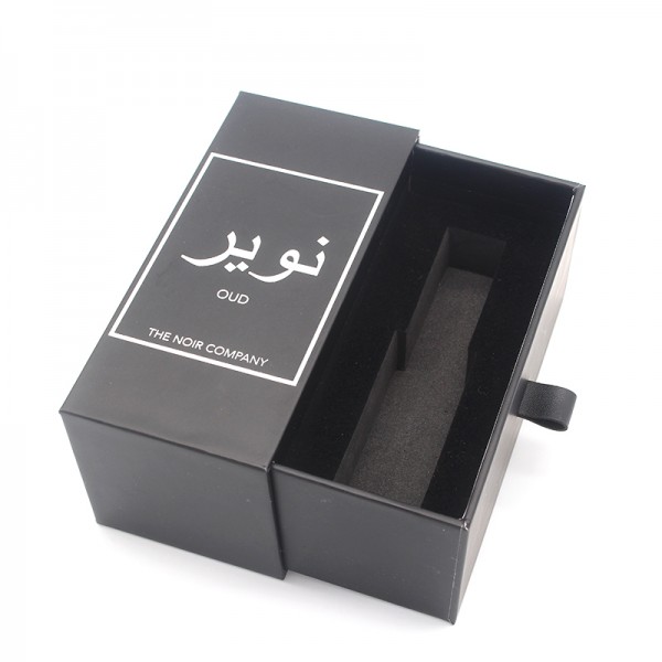 Caixa de embalagem de presente de papel de perfume de óleo OUD de gaveta personalizada de alta qualidade com eva