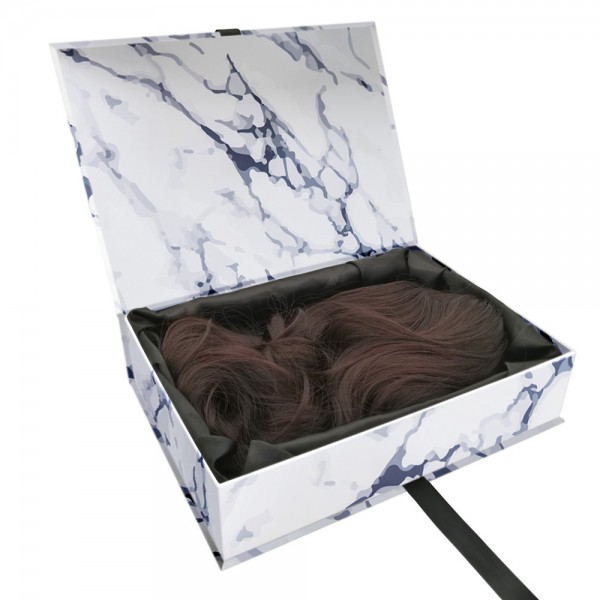 Boîtes de perruque en marbre d'emballage de cheveux en papier avec logo personnalisé