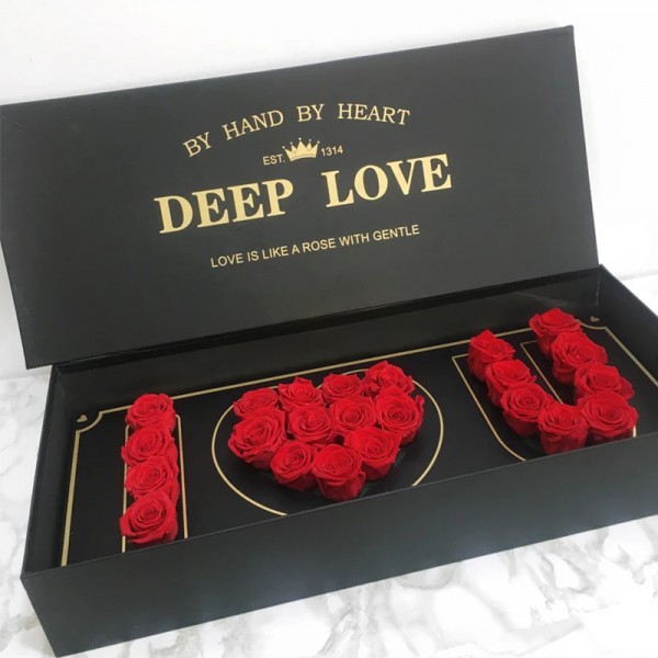 Luxury Custom Cardboard I Love You Rose Boxes Packing Flower Box