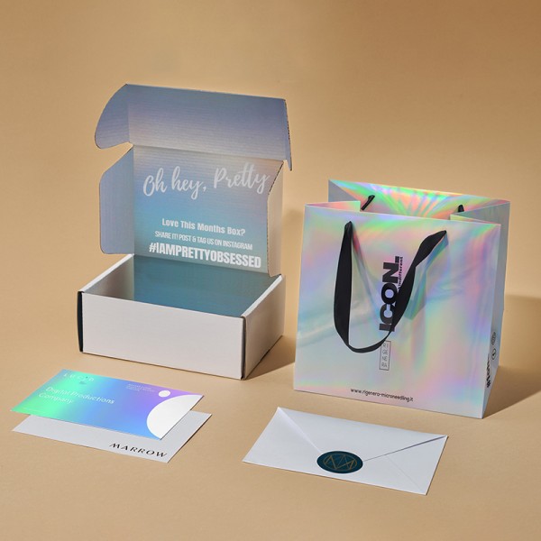 Caixas holográficas de papel com logotipo personalizado