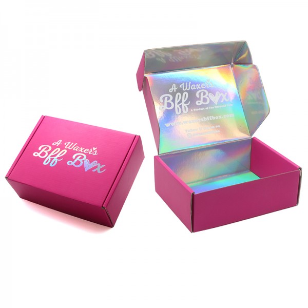 Pink holographic paper mailer box