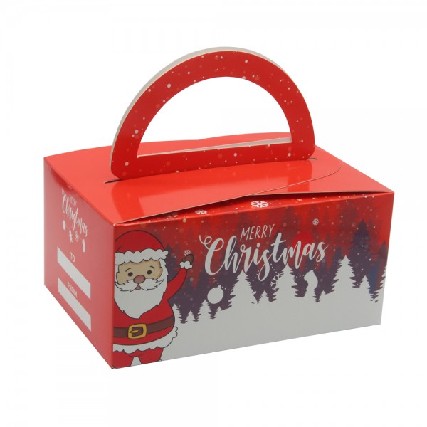 Caja de embalaje de dulces navideños de papel de tablero de marfil barato con impresión personalizada