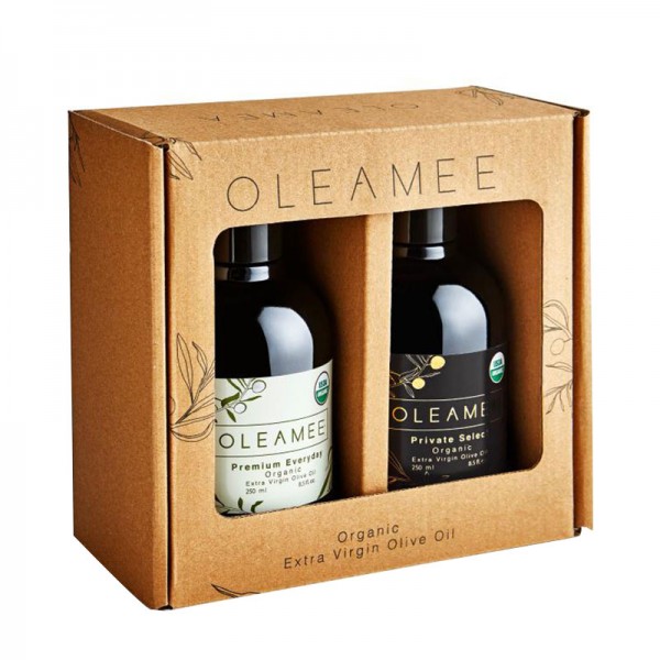Упаковка оливкового масла в коробку из гофрированной бумаги