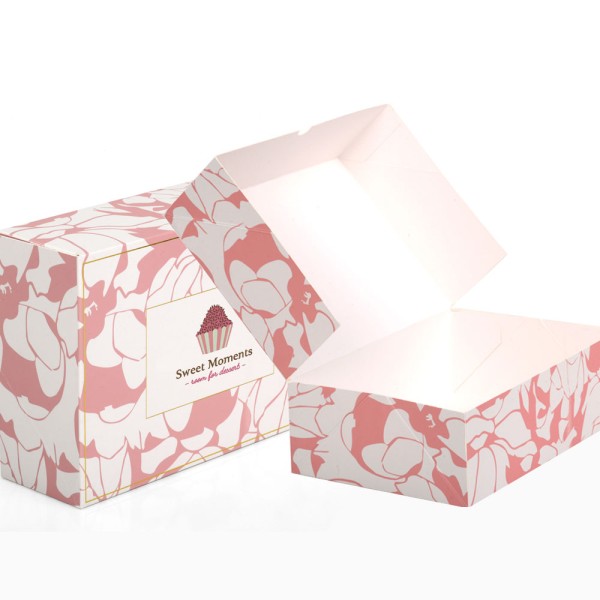 Caja y embalaje para cupcakes con impresión personalizada.