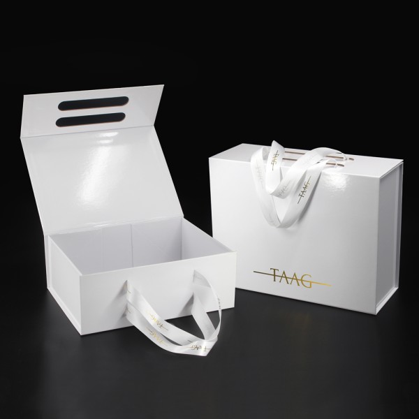 White glossy lamination magnetic box