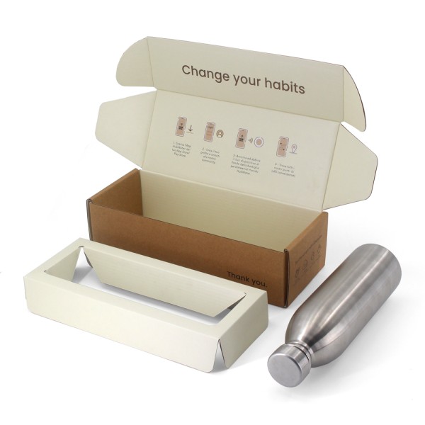 Water bottle packaging boxes with inserts