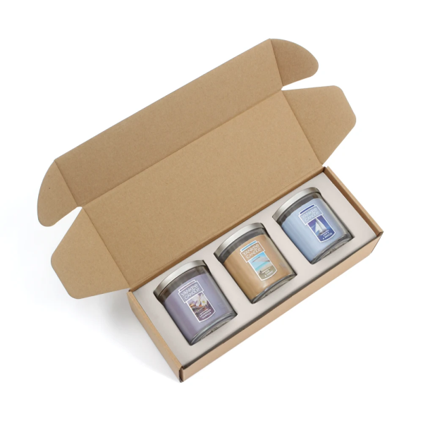 Caixa de embalagem para envio de velas personalizadas com encarte