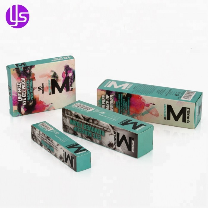 Promotional Cheap Custom Logo Color Printed Small Product Flat Pack Cosmetic Card Paper Packaging Box Set