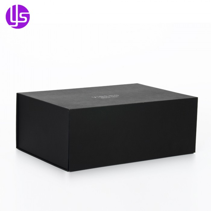Caja de embalaje de zapatos de papel plegable de cartón negro personalizado para regalo