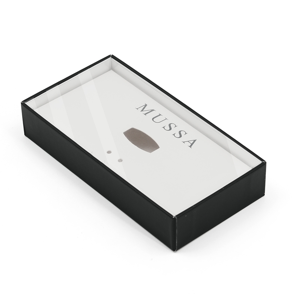 Custom cardboard box with clear lid