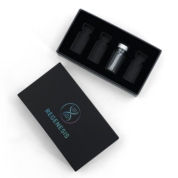 Custom Black Rigid 4-Pack 3ml Peptide Vial Box