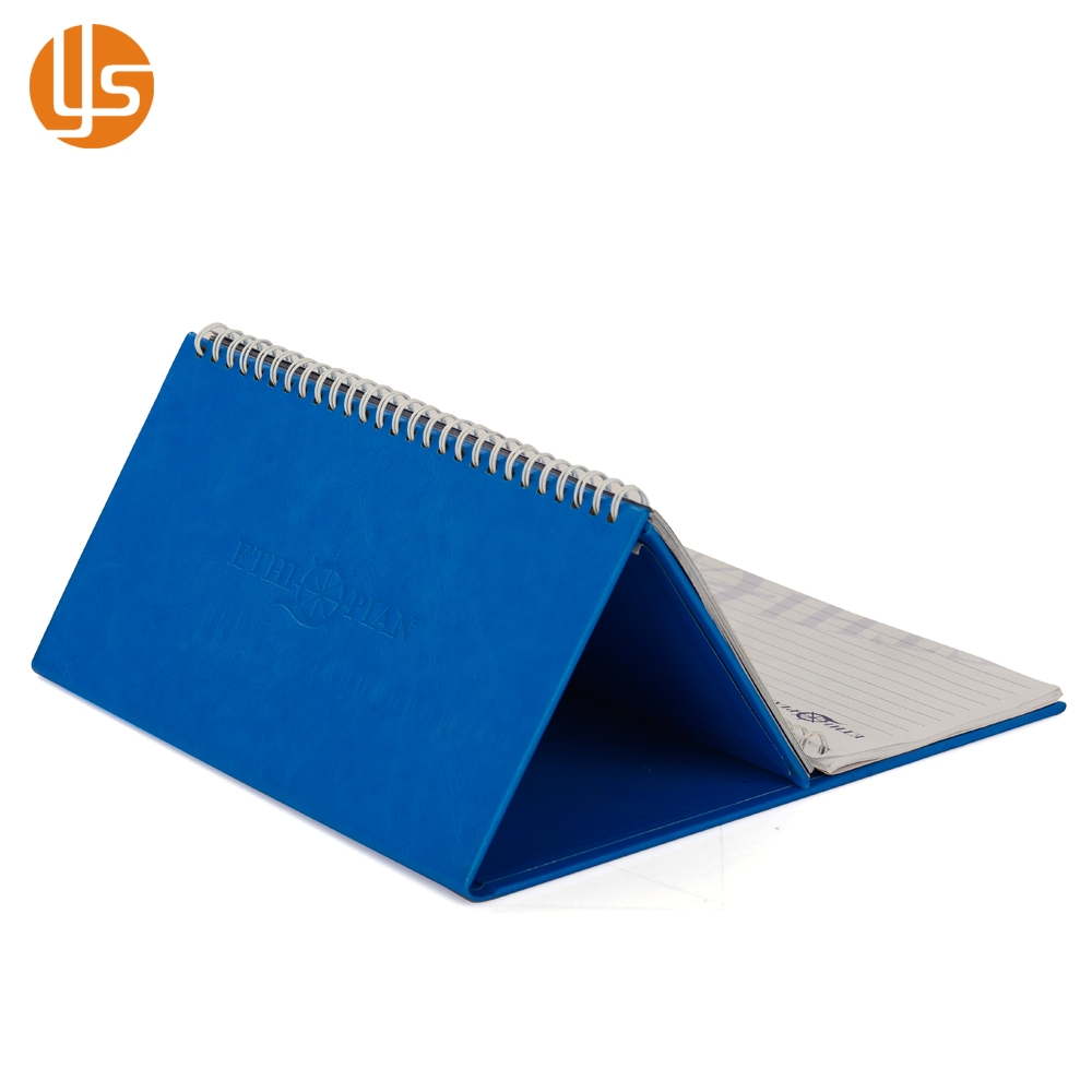 Custom Spiral Bound Desk Calendar Notebook Combo With Hard Triangular Stand Base