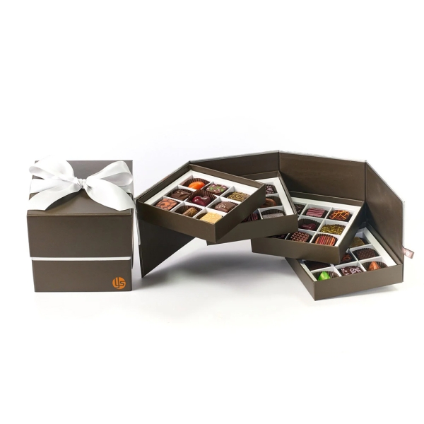 Caixa de presente de chocolate de luxo de 3 camadas personalizada