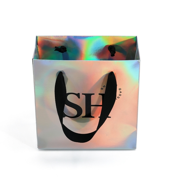Personalized Holographic Makeup Cosmetics Euro Tote Paper Gift Shopping Bag