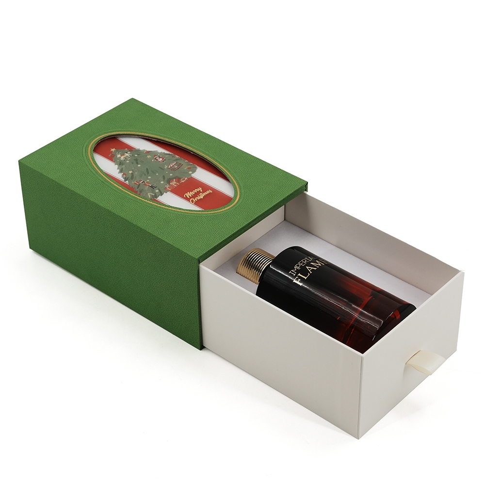 Caja de regalo de perfume navideño con cajón deslizante creativo con gráficos transformados