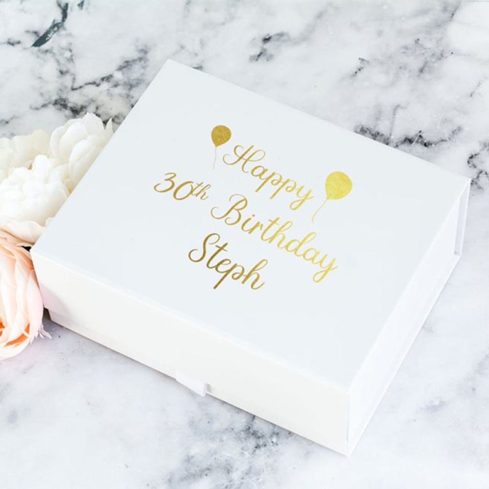 Caixas de embalagem de conjunto de presente de aniversário de 30 anos de papel magnético personalizado de luxo com fita
